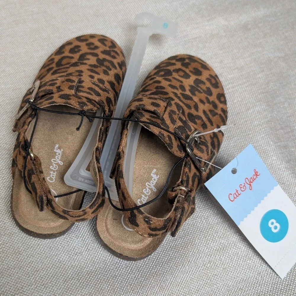 Cat & Jack Clogs Toddler Girls 8 Brown NWT Leopard Print Slingback Berlin Shoes